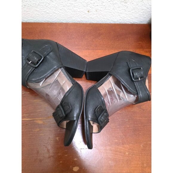 Seychelles Black Cleopatra Leather Heeled Open Toe Sandals Size 10 - Picture 4 of 9